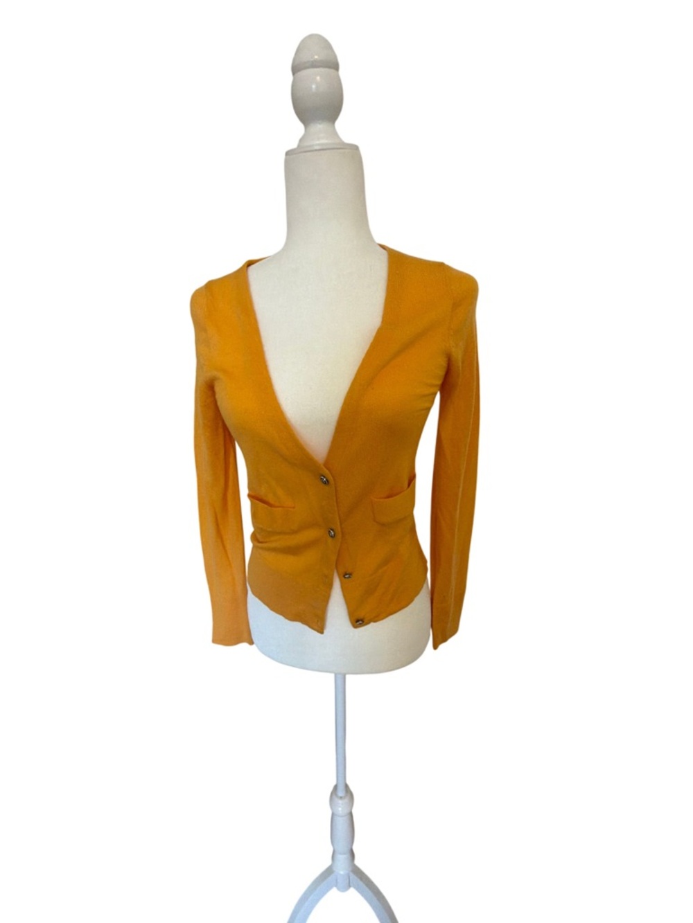 J. Crew Merino Wool Mustard Button-Front V-Neck Cardigan